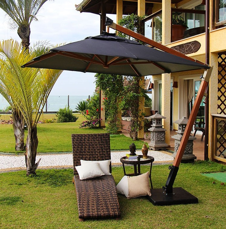 Ombrelone Slim Lateral  2.4m x 2.4m quadrado com base fibra - Cor MARROM