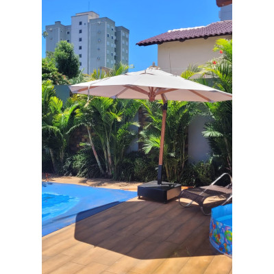 Ombrelone Lateral Giratório inclinação 360º redondo 3m com base fibra