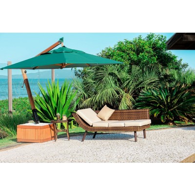 Ombrelone Slim Lateral  2.4m x 2.4m quadrado com floreira - Cor VERDE MILITAR