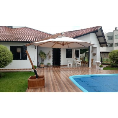 Ombrelone Slim Lateral  2.9m Redondo com Floreira - Cor SAND