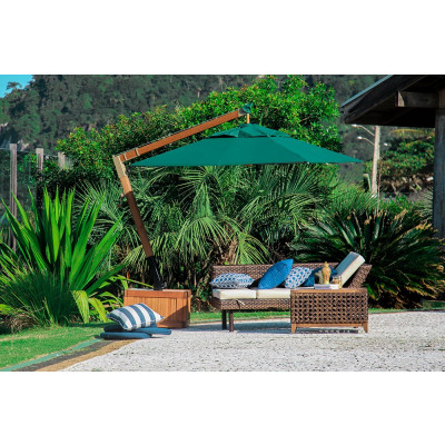 Ombrelone Slim Lateral  2.9m Redondo com floreira - Cor VERDE MILITAR