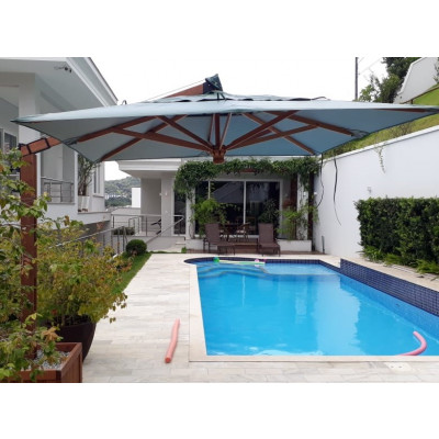 Ombrelone Lateral Premium 3m  x  3m quadrado com floreira - Cor AZUL ROYAL