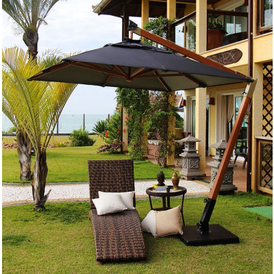 Ombrelone Slim Lateral  2.4m x 2.4m quadrado com base fibra - Cor MARROM